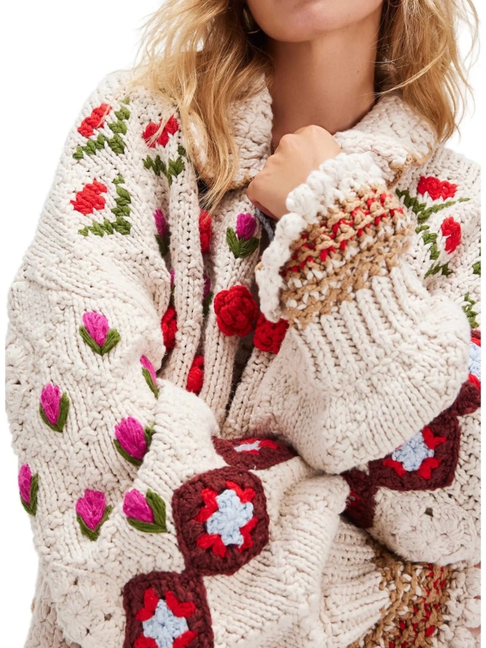 NWT Free People Oversized Rose Bud Cardigan S